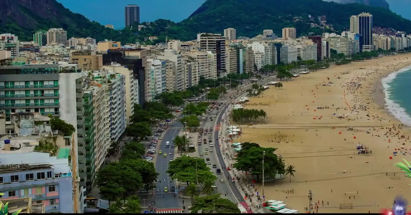Vista aérea da praia de Copacabana